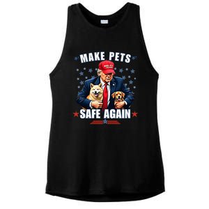 Make Pets Safe Again Funny Pro Trump 2024 Ladies PosiCharge Tri-Blend Wicking Tank