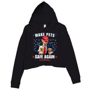 Make Pets Safe Again Funny Pro Trump 2024 Crop Fleece Hoodie