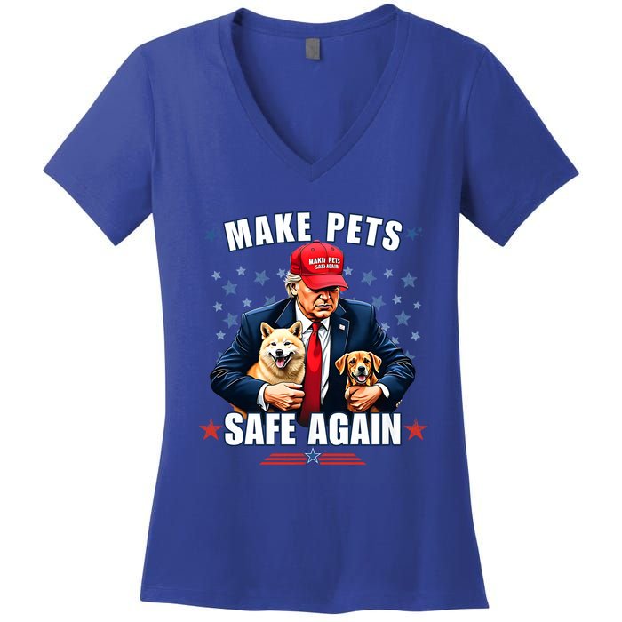 Make Pets Safe Again Funny Pro Trump 2024 Women's V-Neck T-Shirt