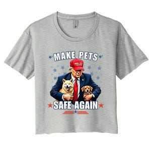 Make Pets Safe Again Funny Pro Trump 2024 Women's Crop Top Tee