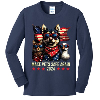 Make Pets Safe Again Trump 2024 Save Our Pets Kids Long Sleeve Shirt