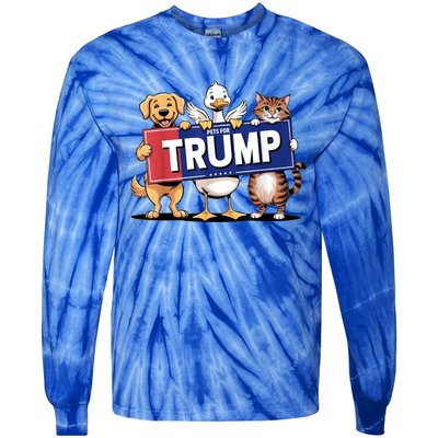 Make Pets Safe Again Cat Duck Dog Pets For Trump Gift Tie-Dye Long Sleeve Shirt