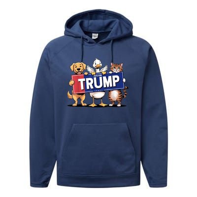 Make Pets Safe Again Cat Duck Dog Pets For Trump Gift Performance Fleece Hoodie