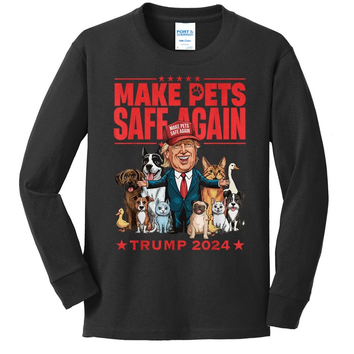 Make Pets Safe Again Trump 2024 Save Our Pets Kids Long Sleeve Shirt