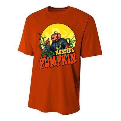 Monster Pumpkin Spooky Halloween Performance Sprint T-Shirt