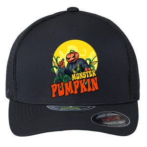 Monster Pumpkin Spooky Halloween Flexfit Unipanel Trucker Cap