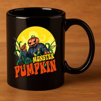 Monster Pumpkin Spooky Halloween 11oz C Handle Ceramic Mug