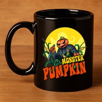 Monster Pumpkin Spooky Halloween 11oz C Handle Ceramic Mug