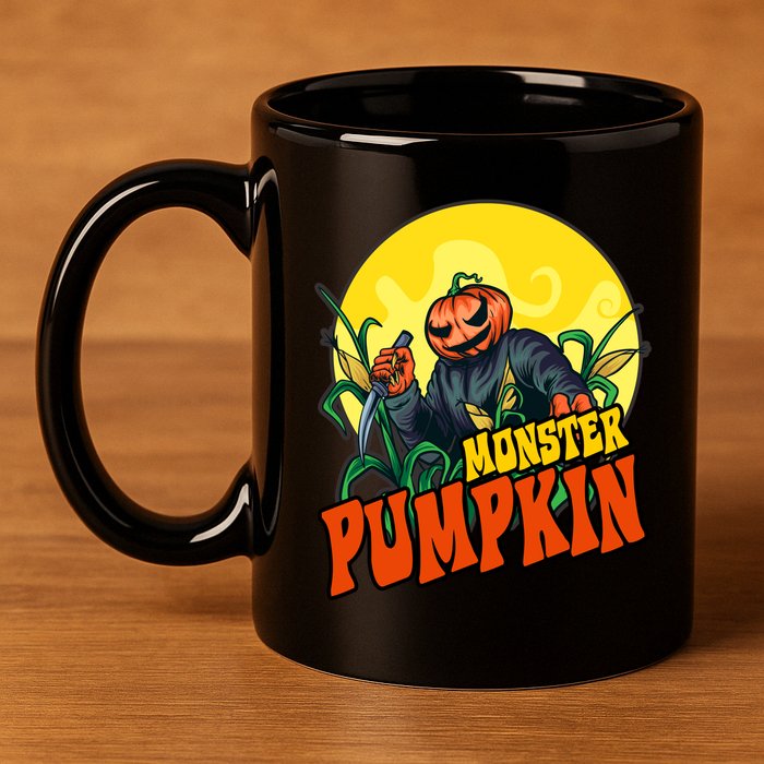 Monster Pumpkin Spooky Halloween 11oz C Handle Ceramic Mug
