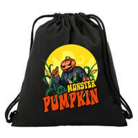 Monster Pumpkin Spooky Halloween Drawstring Bag
