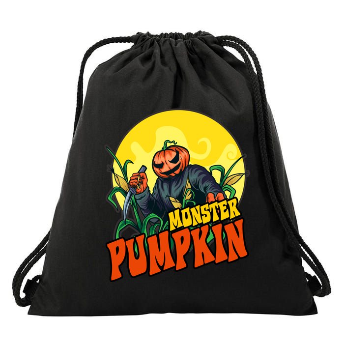 Monster Pumpkin Spooky Halloween Drawstring Bag