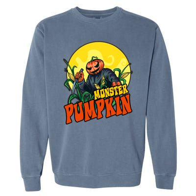 Monster Pumpkin Spooky Halloween Garment-Dyed Sweatshirt