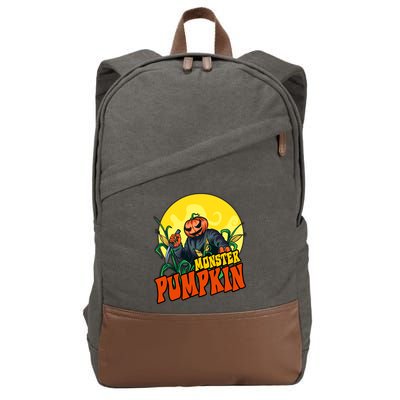 Monster Pumpkin Spooky Halloween Cotton Canvas Backpack