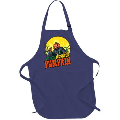 Monster Pumpkin Spooky Halloween Full-Length Apron With Pockets