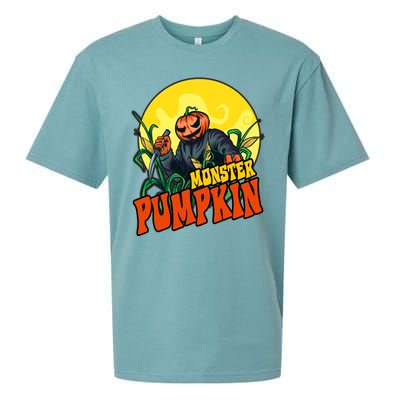 Monster Pumpkin Spooky Halloween Sueded Cloud Jersey T-Shirt