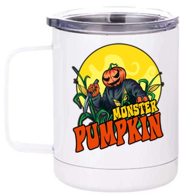 Monster Pumpkin Spooky Halloween 12 oz Stainless Steel Tumbler Cup