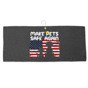 Make Pets Safe Again Trump Debate Distressed American Flag Large Microfiber Waffle Golf Towel