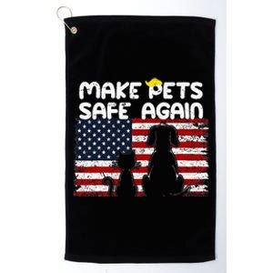 Make Pets Safe Again Trump Debate Distressed American Flag Platinum Collection Golf Towel