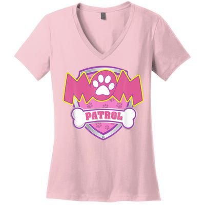 Mom Patrol Shirt Dog Mom Dad Funny Gift Birthday Party Women's V-Neck T-Shirt