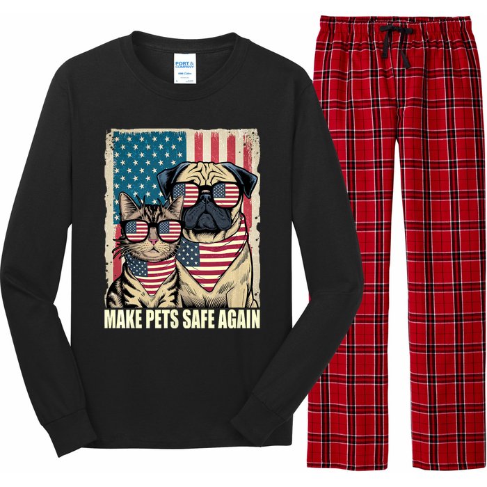 Make Pets Safe Again Trump Harris Debate Eating The Dogs Cat Long Sleeve Pajama Set