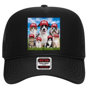 Make Pets Safe Again Democratic Republican High Crown Mesh Back Trucker Hat