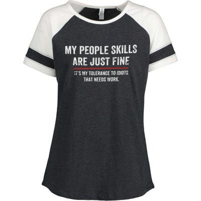 My People Skills Are Fine Cool Enza Ladies Jersey Colorblock Tee