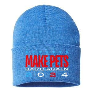 Make Pets Safe Again Debate Election 2024 Donald Trump Sustainable Knit Beanie