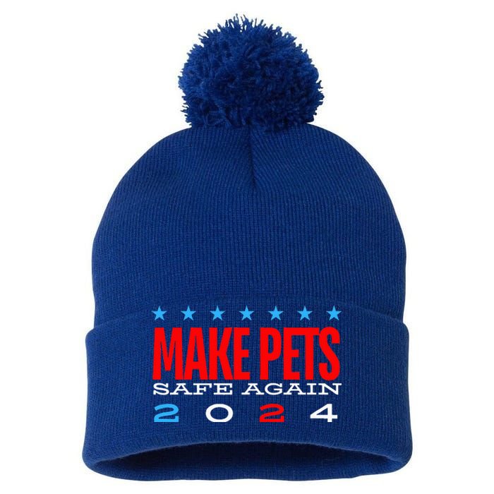 Make Pets Safe Again Debate Election 2024 Donald Trump Pom Pom 12in Knit Beanie