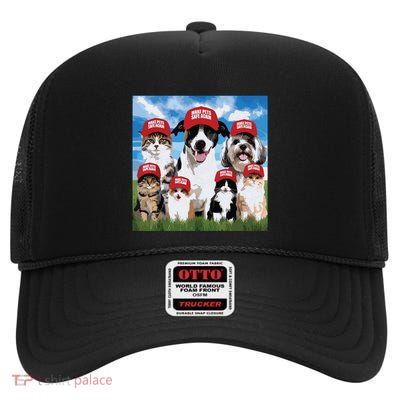 Make Pets Safe Again Democratic Republican High Crown Mesh Back Trucker Hat