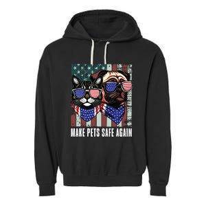 Make Pets Safe Again Trump Harris Debate Eating The Dogs Cat Garment-Dyed Fleece Hoodie