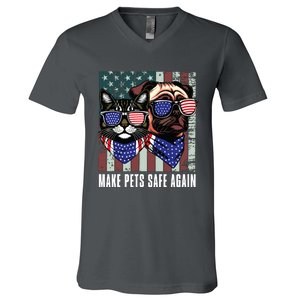 Make Pets Safe Again Trump Harris Debate Eating The Dogs Cat V-Neck T-Shirt