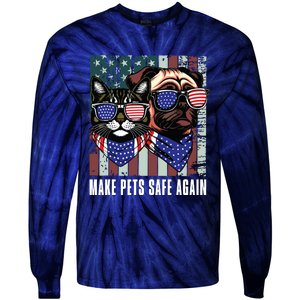 Make Pets Safe Again Trump Harris Debate Eating The Dogs Cat Tie-Dye Long Sleeve Shirt