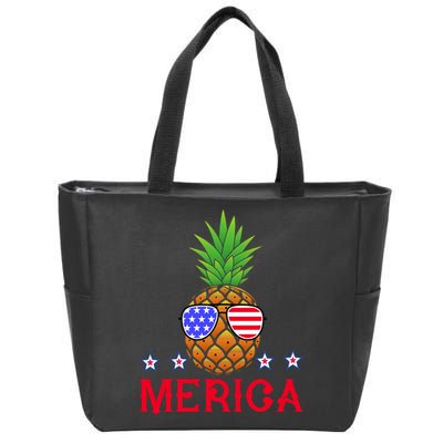 Merica Pineapple Shade Stars And Stripes Funny 4th Of July USA Zip Tote Bag