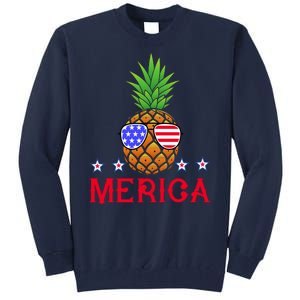 Merica Pineapple Shade Stars And Stripes Funny 4th Of July USA Tall Sweatshirt