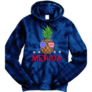 Merica Pineapple Shade Stars And Stripes Funny 4th Of July USA Tie Dye Hoodie