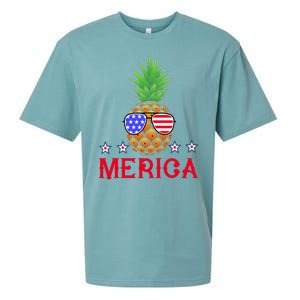 Merica Pineapple Shade Stars And Stripes Funny 4th Of July USA Sueded Cloud Jersey T-Shirt