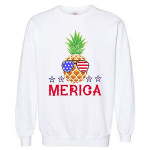 Merica Pineapple Shade Stars And Stripes Funny 4th Of July USA Garment-Dyed Sweatshirt