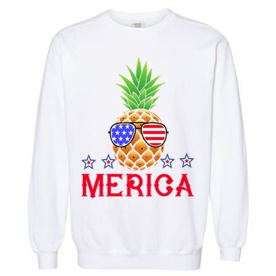 Merica Pineapple Shade Stars And Stripes Funny 4th Of July USA Garment-Dyed Sweatshirt