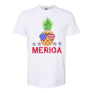 Merica Pineapple Shade Stars And Stripes Funny 4th Of July USA Softstyle CVC T-Shirt