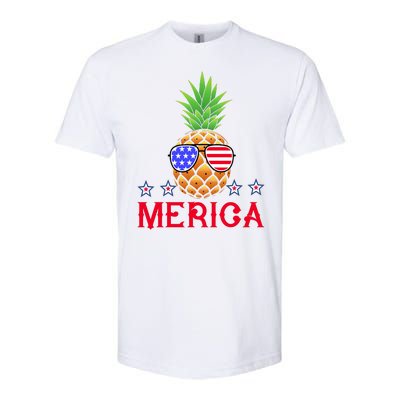 Merica Pineapple Shade Stars And Stripes Funny 4th Of July USA Softstyle® CVC T-Shirt