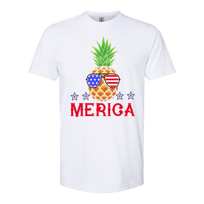 Merica Pineapple Shade Stars And Stripes Funny 4th Of July USA Softstyle CVC T-Shirt