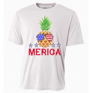 Merica Pineapple Shade Stars And Stripes Funny 4th Of July USA Cooling Performance Crew T-Shirt