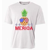 Merica Pineapple Shade Stars And Stripes Funny 4th Of July USA Cooling Performance Crew T-Shirt