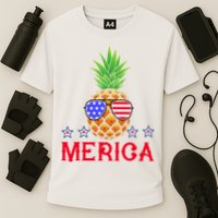 Merica Pineapple Shade Stars And Stripes Funny 4th Of July USA Cooling Performance Crew T-Shirt