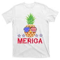 Merica Pineapple Shade Stars And Stripes Funny 4th Of July USA T-Shirt