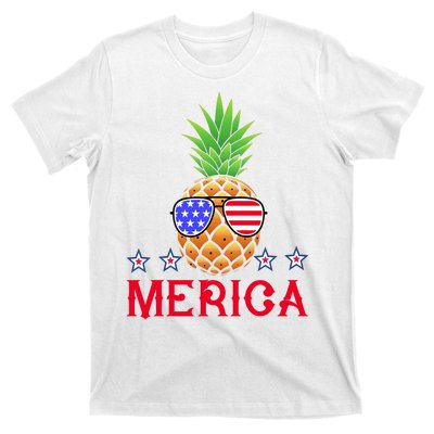 Merica Pineapple Shade Stars And Stripes Funny 4th Of July USA T-Shirt