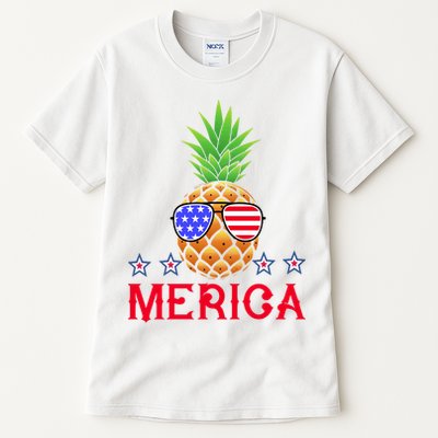 Merica Pineapple Shade Stars And Stripes Funny 4th Of July USA Tall T-Shirt