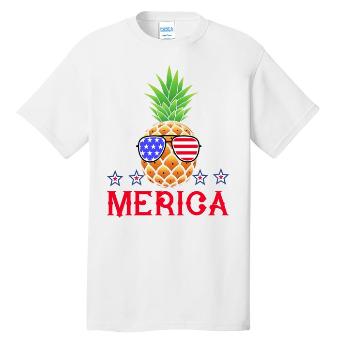 Merica Pineapple Shade Stars And Stripes Funny 4th Of July USA Tall T-Shirt