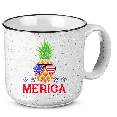 Merica Pineapple Shade Stars And Stripes Funny 4th Of July USA 15oz Campfire Ceramic Mug