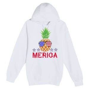 Merica Pineapple Shade Stars And Stripes Funny 4th Of July USA Premium Pullover Hoodie